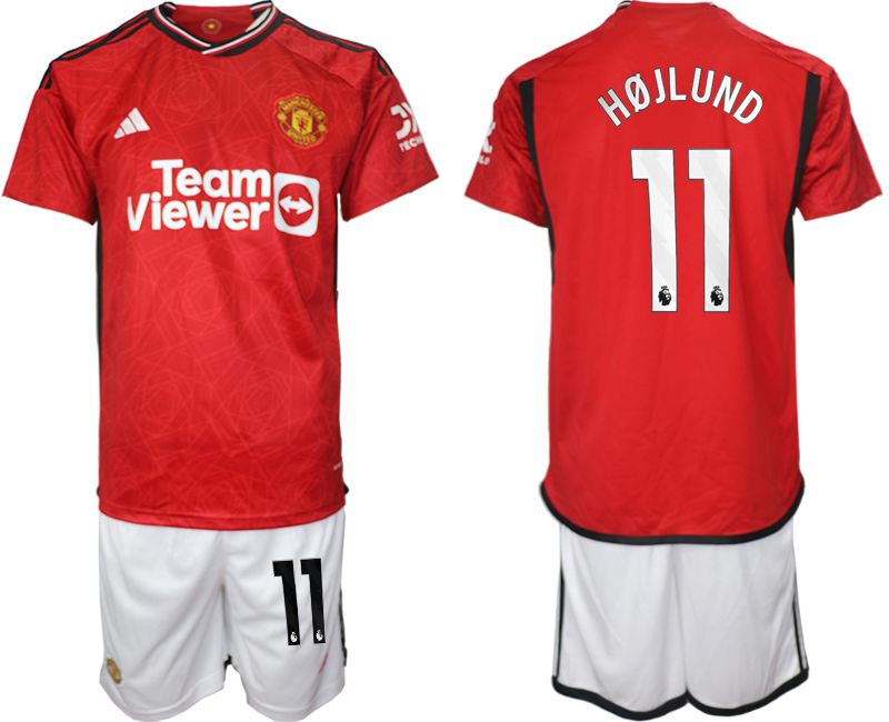 Men 2023-2024 Club Manchester United home red 11 Soccer Jersey